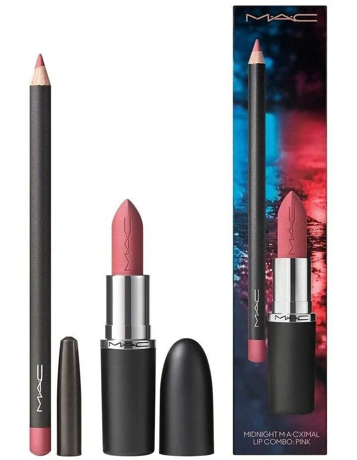 پک رژ لب و مداد لب فول‌سایز مک – شامل رژ لب “مِهر” و خط لب “سوآر  MAC Lipstick + Lip Pencil Set – Lipstick in Mehr & Lip Pencil in Soar